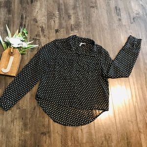 Passport High Low Sheer Button up Blouse